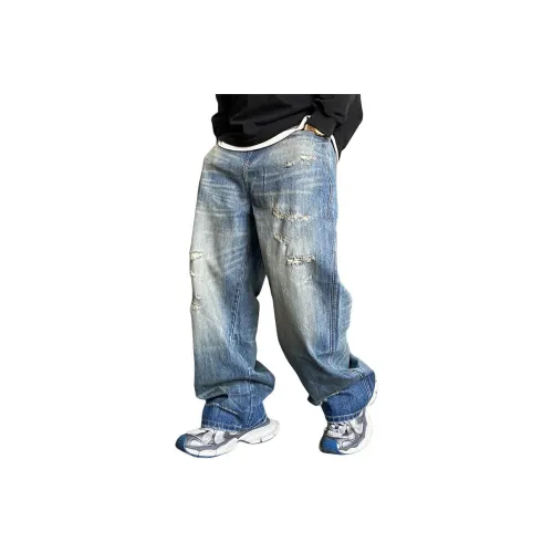 ZHANDASHUAI Синие Унисекс Джинсы