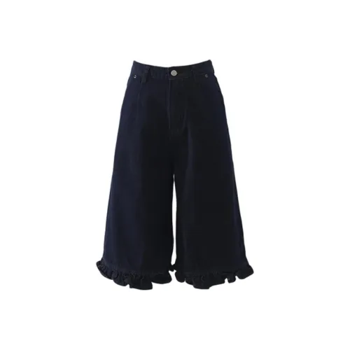 Poyz Темно-синие Штаны капри Женские Джинсовые шорты