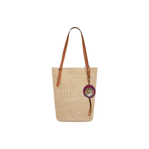 Paco Rabanne Raffia Tote Bag Shopping Bag Shoulder Bag Women's Natural Brown Пако Рабанне Рафия Сумка-тоут Сумка для покупок Сумка через плечо Женская Натуральный и Коричневый