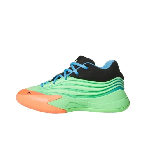 Adidas Dame 10 Slip-Resistant Abrasion-Resistant Low Top Детские Баскетбольные Кроссовки Зеленый Черный Подростки