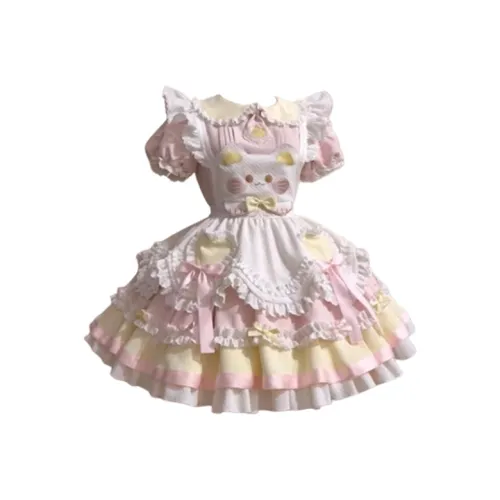 MISTVB Розовый желтый Женские Лолита Платья