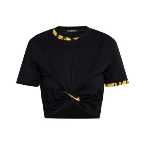 VERSACE Стандартная футболка женская черная