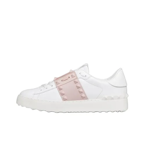 Valentino ROCKSTUD UNTITLED Garavani Низкий Топ Стильные Скейтбординги Женские Белые Розовые