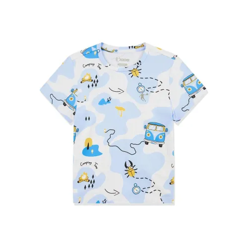 QIAODAN T-рубашка Белый And Синий Full с принтом Детская