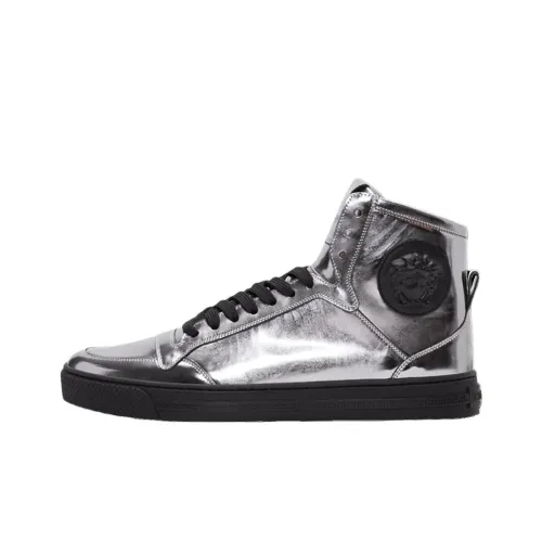 VERSACE Medusa Metallic PALAZZO VERSACE Высокие Кроссовки для скейтбординга Мужские Серебряные