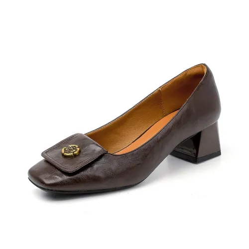 Fawn Miri Грубый каблук Высокие каблуки Женские Темно-коричневый