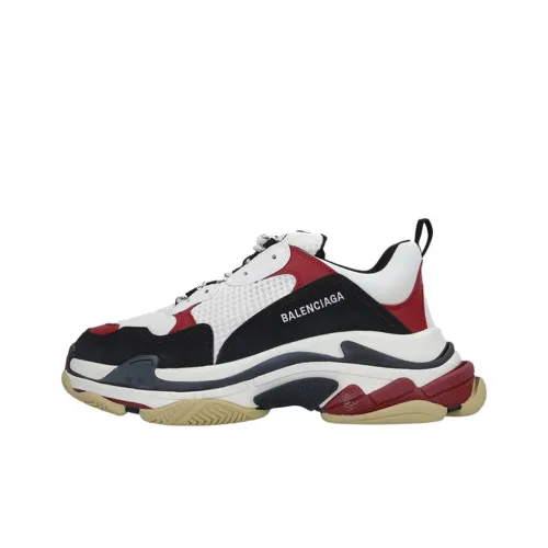 Balenciaga Triple S Low Топ Толстая подошва Кроссовки Мужские Черные Красные