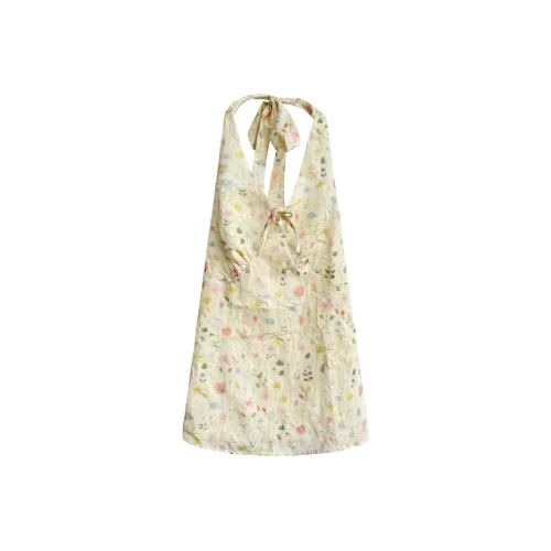 MORii Желтый цветочный сарафан женские рубашки