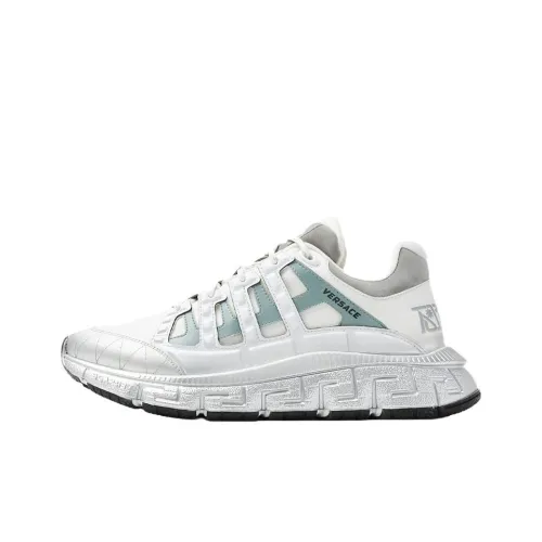 VERSACE Низкий топ Повседневная обувь Мужская Серебристо-белая