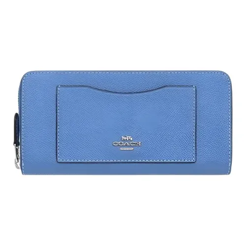 COACH Accordion Zip Wallet Кожа Кошелек Маленький Женский Небесно-Синий