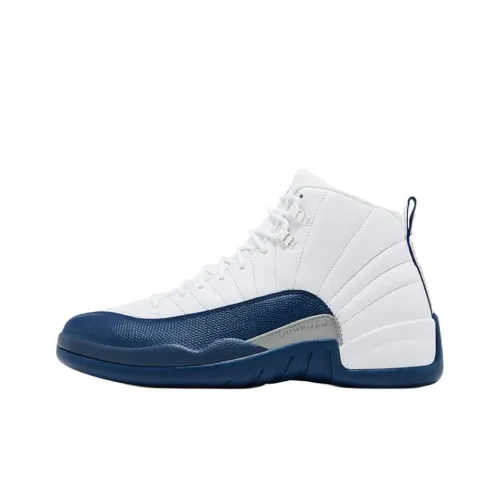 Jordan Air Джордан 12 Детские баскетбольные кроссовки Низкий Топ Белый Французский Синий Металлический Серебряный Школьная Команда Красный Школьный