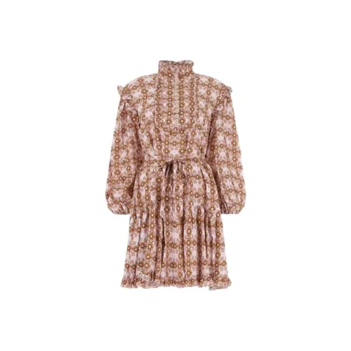 Zimmermann Розовый Женские Длинные Платья с Рукавами