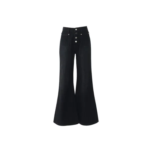 SHUHAOBAI Черные Серые Брюки Женские Джинсы