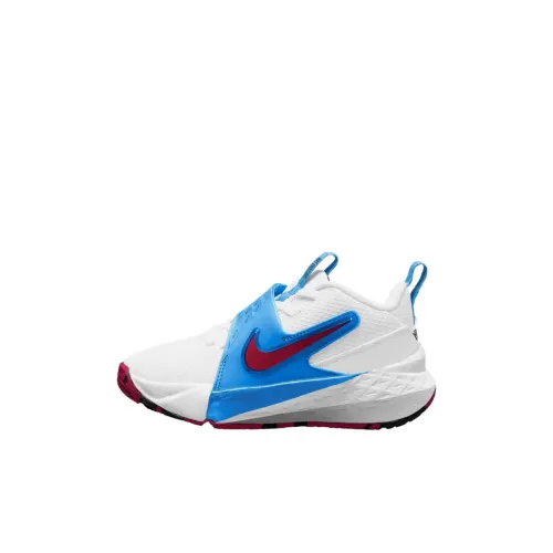 Nike Team Hustle D 12 Устойчивый к истиранию Низкий Топ KIDS Лайфстайл Обувь Белый Синий Красный Детский Возраст 3-7 лет
