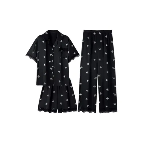 MEIJIAO Бабочка Принт Домашняя одежда Верхняя одежда Готовый комплект пижам Женские