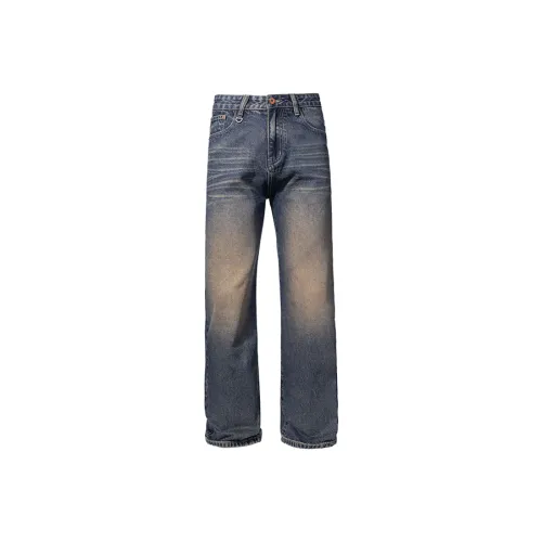 UKTK Винтажный синий цвет Мужские джинсы