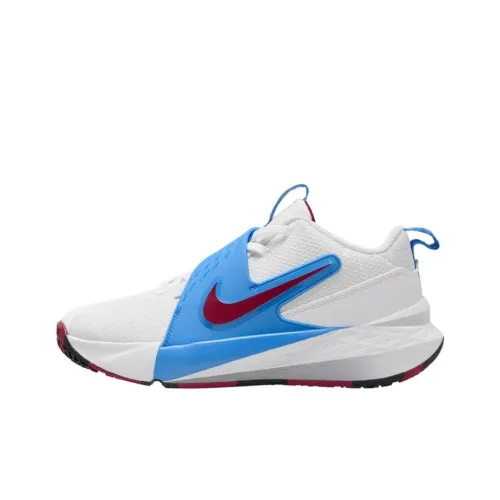 Nike Team Hustle D 12 Устойчивые к истиранию Низкие Баскетбольные кроссовки для детей Белые Синие Красные Подростковые