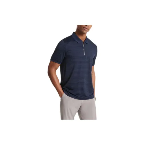 MICHAEL KORS Полосатый Tech Performance ZIP UP Поло Поло Мужской Морской синий