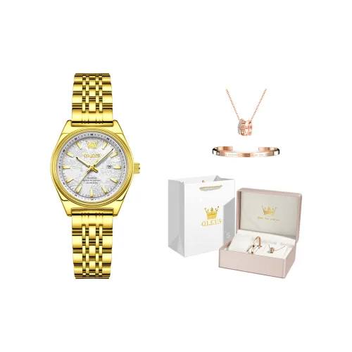 OLEVS Кварцевый механизм нержавеющая сталь ремешок часы женские белый циферблат