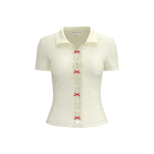 URBAN REVIVO Экрю Женские T-рубашки