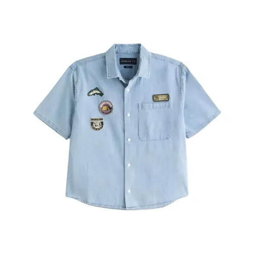 Abercrombie＆Fitch Blue Men's Shirts Аберкомби＆Фитч Синий Мужской Рубашки