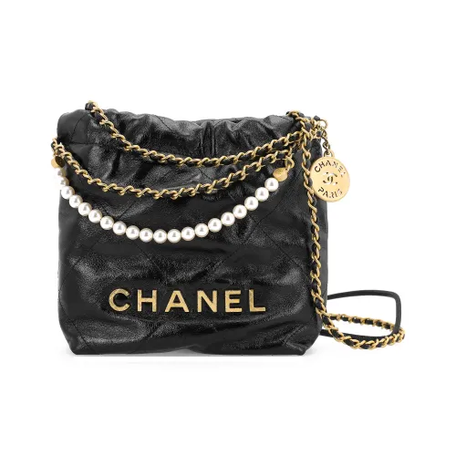 CHANEL Телячья кожа Ведрообразная сумка Сумка через плечо Мини Женская Черная