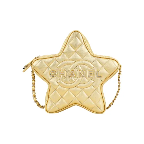 CHANEL Sheepskin Crossbody Clutch Women's Gold