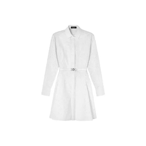 VERSACE SS24 Длинное платье с длинными рукавами женское мел белый