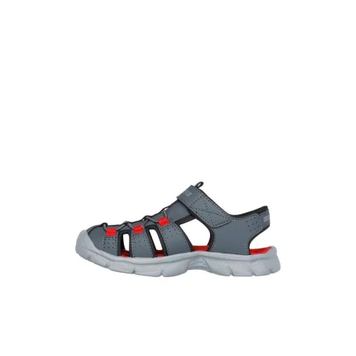 Skechers Kids Slip-resistant Abrasion-resistant Low Top Children's Sandals Carbon Gray Children's Skechers Kids Противоскользящие Износостойкие Низкие Топы Детские Сандалии Угольный Серый Детский