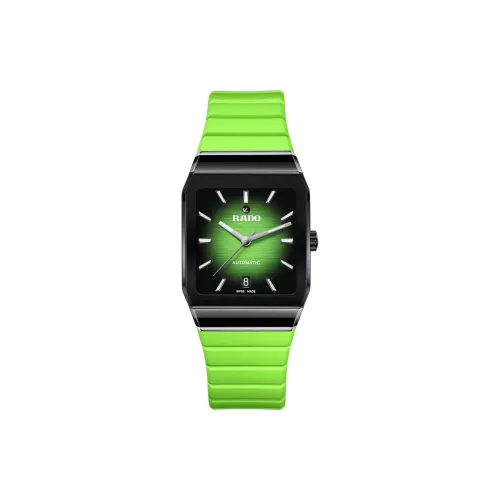 RADO Автоматический Механический Механизм Унисекс Часы 32,5 мм Зеленый Циферблат Нержавеющая Сталь и Керамика Чехол для Часов Резиновый Ремешок