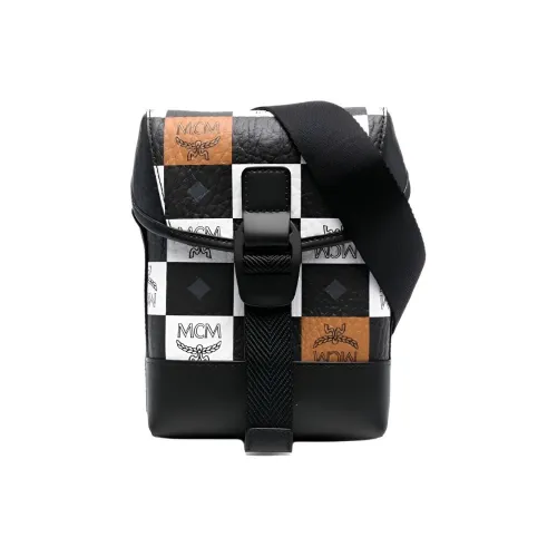 MCM Aren Коровья кожа Сумка через плечо Маленькая Мужская Черно-белая