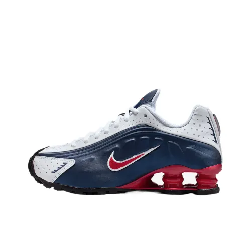 NIKE Shox R4 Детские беговые кроссовки Темно-синий Школьный возраст