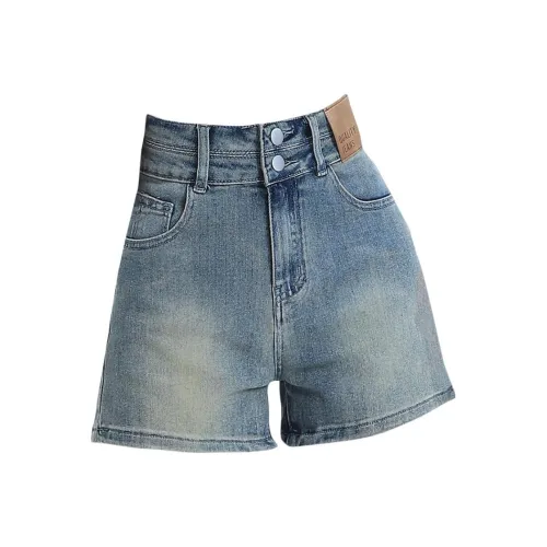 SHIJI UD 9810 1 Грязно-желтый Женские джинсовые шорты