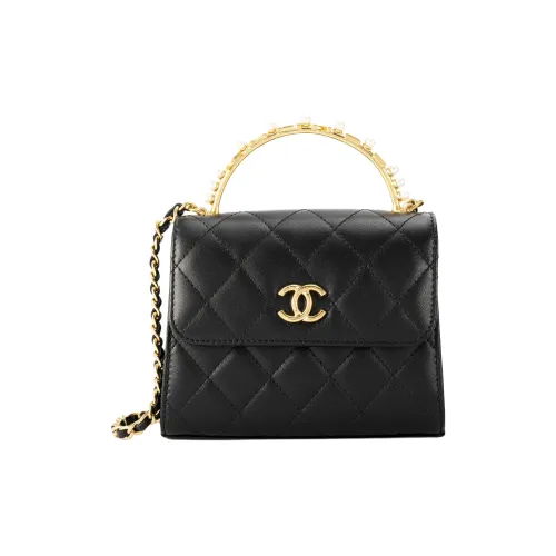 CHANEL Sheepskin Маленькая Квадратная Сумка через плечо Женская Черная