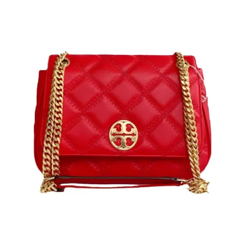 TORY BURCH Икорная кожа курьерская сумка портативная сумка через плечо женская красная