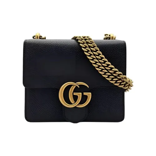 GUCCI GG Marmont Коровья кожа Плечевая сумка Маленькая Женская Черная