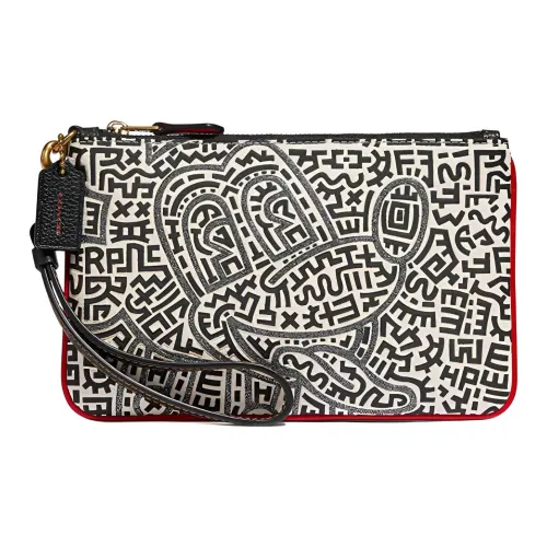 COACH Disney X Keith Haring Disney Collaboration Браслет-сумка из кожи клатч сумка на запястье маленькая сумка унисекс черный белый