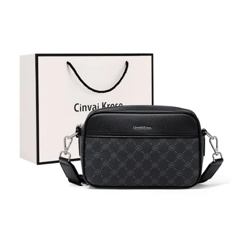 CinvaiKrose Сумка через плечо из ПВХ и синтетической кожи маленькая мужская черная