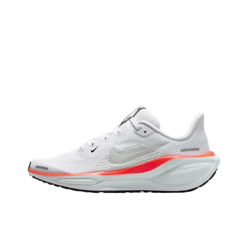 NIKE Pegasus 41 Детские беговые кроссовки Белый/Светло-зеленый/Яркий Темно-красный/Металлическое серебро Для школьного возраста