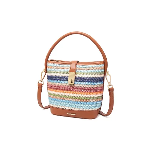 AOKANG Ткань Ведрообразная Сумка Сумка через плечо Сумка Маленькая Женская Радужная Бежевая Абрикосовая