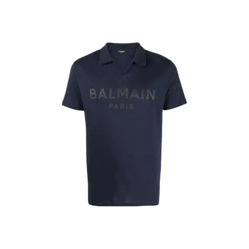 BALMAIN Темно-синяя мужская поло рубашка