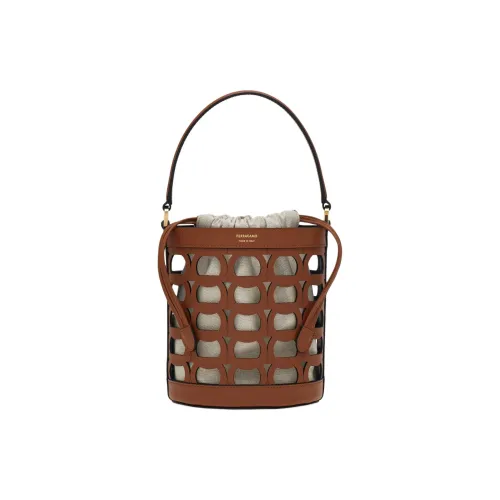 FERRAGAMO GANCINI Телячья кожа Ведрообразная сумка Сумка через плечо Мини сумка Женская Бордовый