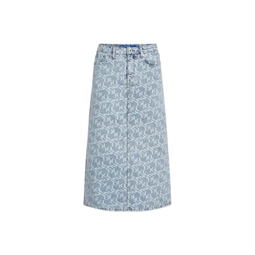 KARL LAGERFELD Деним Длинный Юбка Женская Светло-Синий