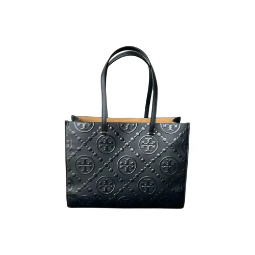 TORY BURCH T Monogram Телячья кожа Тоут Сумка Сумка для покупок Сумка Сумка через плечо Женская Черная