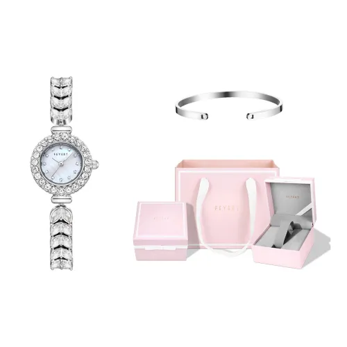 FEYERT Кварцевый механизм нержавеющая сталь ремешок из циркония женские часы жемчужный раковинный цвет циферблат