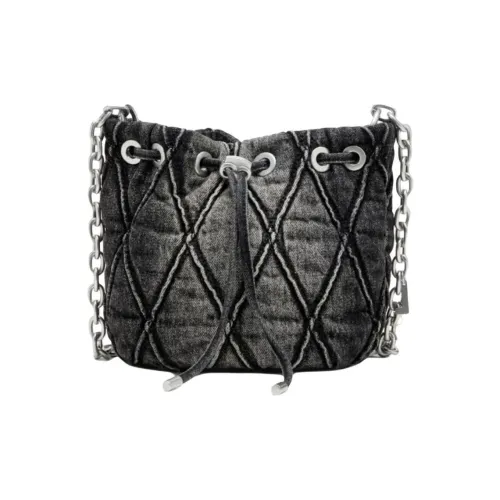 DIESEL Хлопок Ведрообразная Сумка Плечевая Сумка Маленькая Женская Темно-Серый