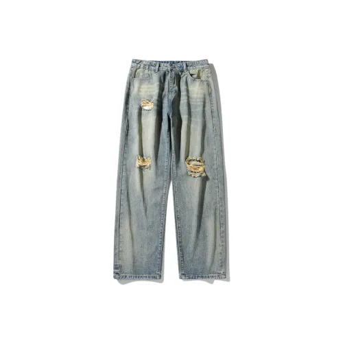 HUNZHI Винтажные синие унисекс джинсы