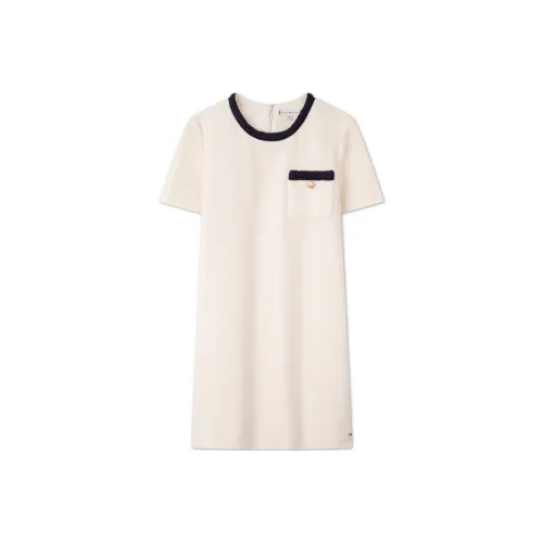Tommy Hilfiger Экрю YBH Женские Короткие Платья с Рукавами