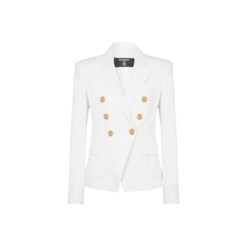 BALMAIN FW23 Бизнес-костюм Пальто Женское Белое