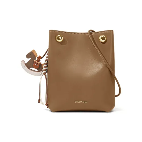 CinvaiKrose Сумка через плечо из синтетической кожи Летняя сумка-ведро Сумка на плечо Маленькая женская сумка Цвет мусс Коричневый